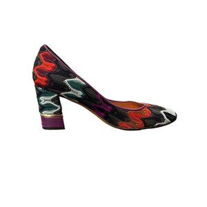 Missoni Women's Size 36.5 / US 6.5 Pumps Block Heel Colorful Fabric Made Italy